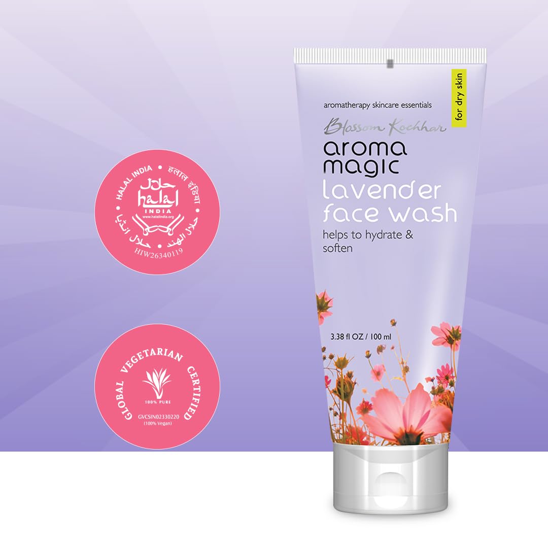 Aroma Magic Lavender Face Wash â€“ Hydrating & Nourishing Cleanser with Rose Oil & Orange Extract for Dry & Sensitive Skin â€“ 100ml