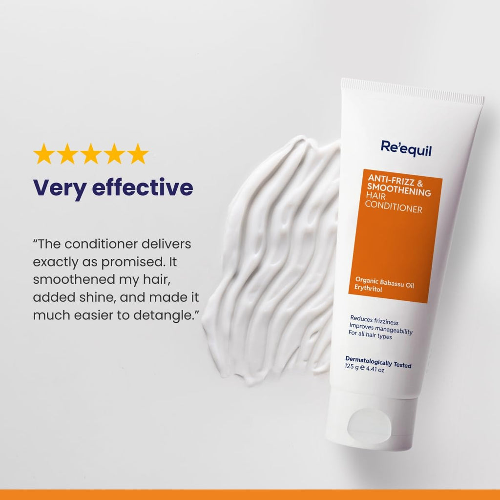 Re'equil Anti-Frizz & Smoothening Hair Conditioner with Babassu Oil | Detangles, smoothens & nourishes hair | For frizz-free, manageable hair | 125 g