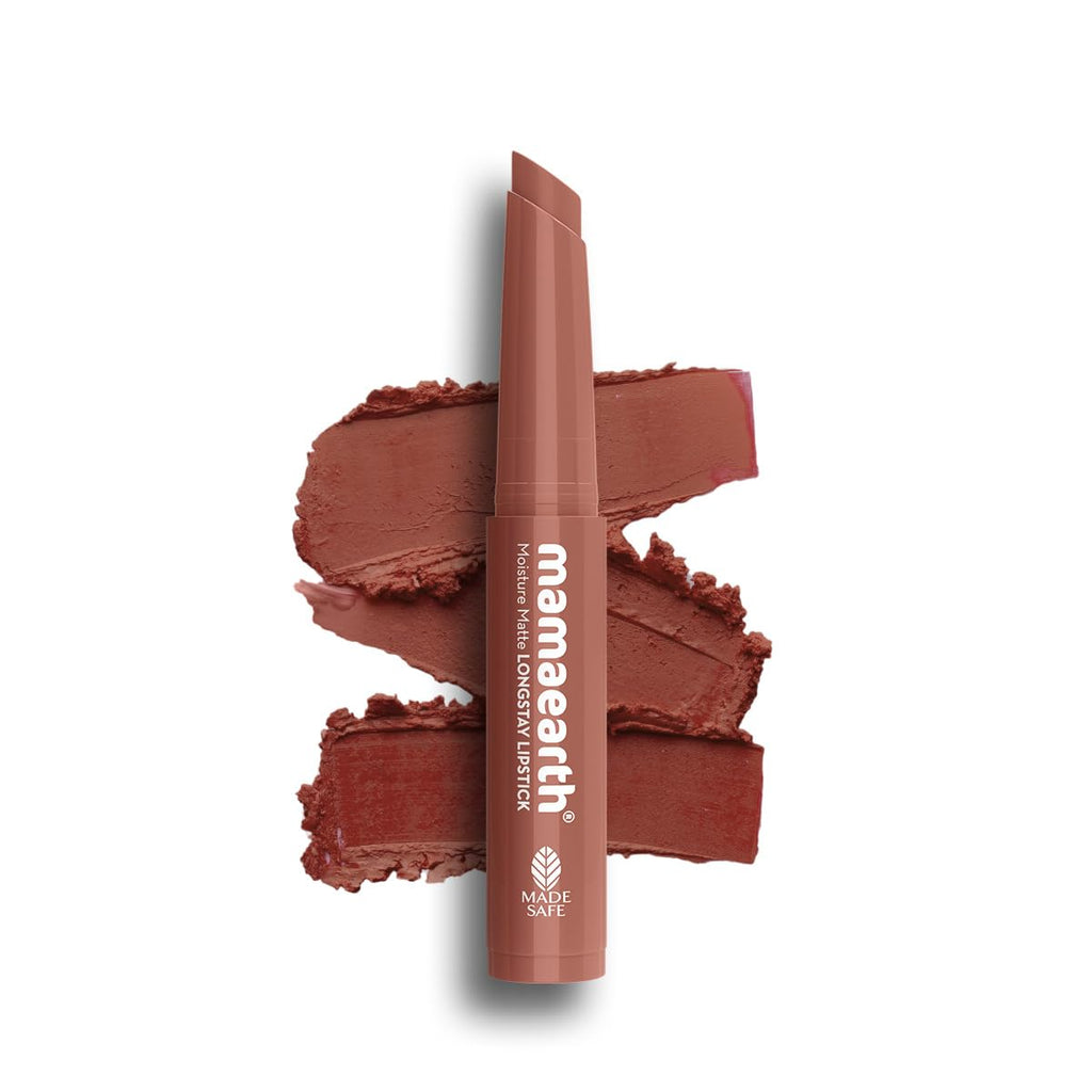 Mamaearth Moisture Matte Longstay Mini Lipstick with Avocado Oil & Vitamin E for 12 Hour Long Stay- 09 Espresso Brown- 0.7 g