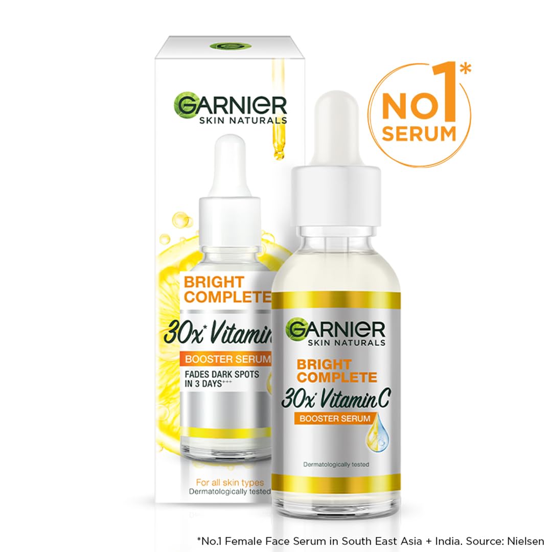 Garnier Skin Naturals, Face Serum, Brightening and Anti-Dark Spots, Bright Complete Vitamin C Booster, 50 ml & Garnier Skin Naturals, Night CreamBright Complete Vitamin C Yoghurt, 40 g