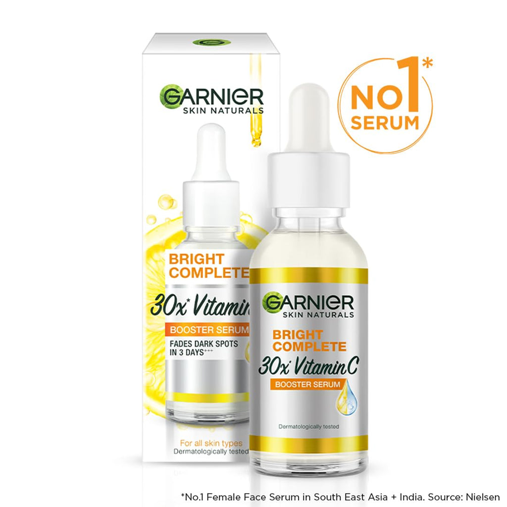 Garnier Skin Naturals, Face Serum, Brightening and Anti-Dark Spots, Bright Complete Vitamin C Booster, 50 ml & Garnier Skin Naturals, Day Cream, Bright Complete, 45 g