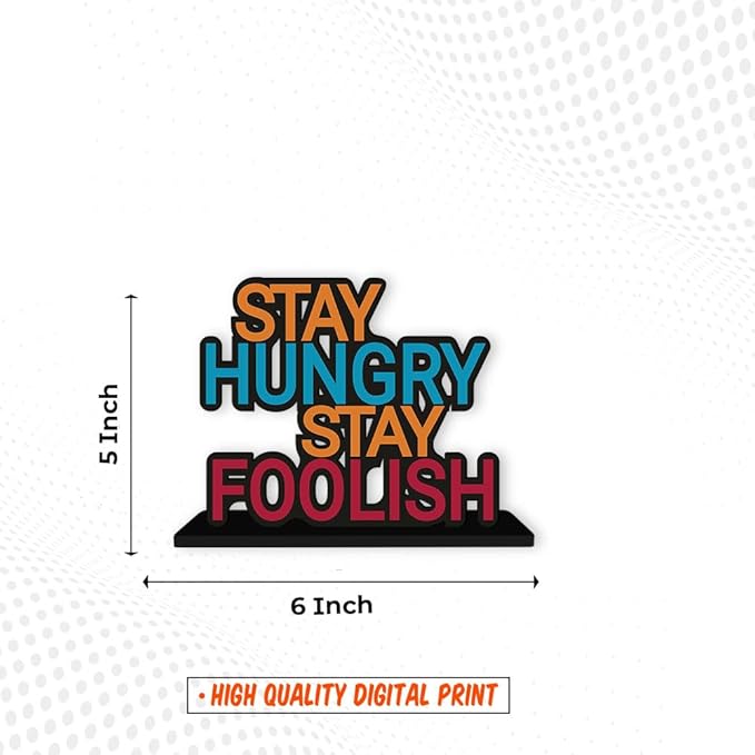 Artvibes Wooden Idols and Figurine Stay Hungry Stay Foolish Inspirational Quotes Table Decor for Office Desk