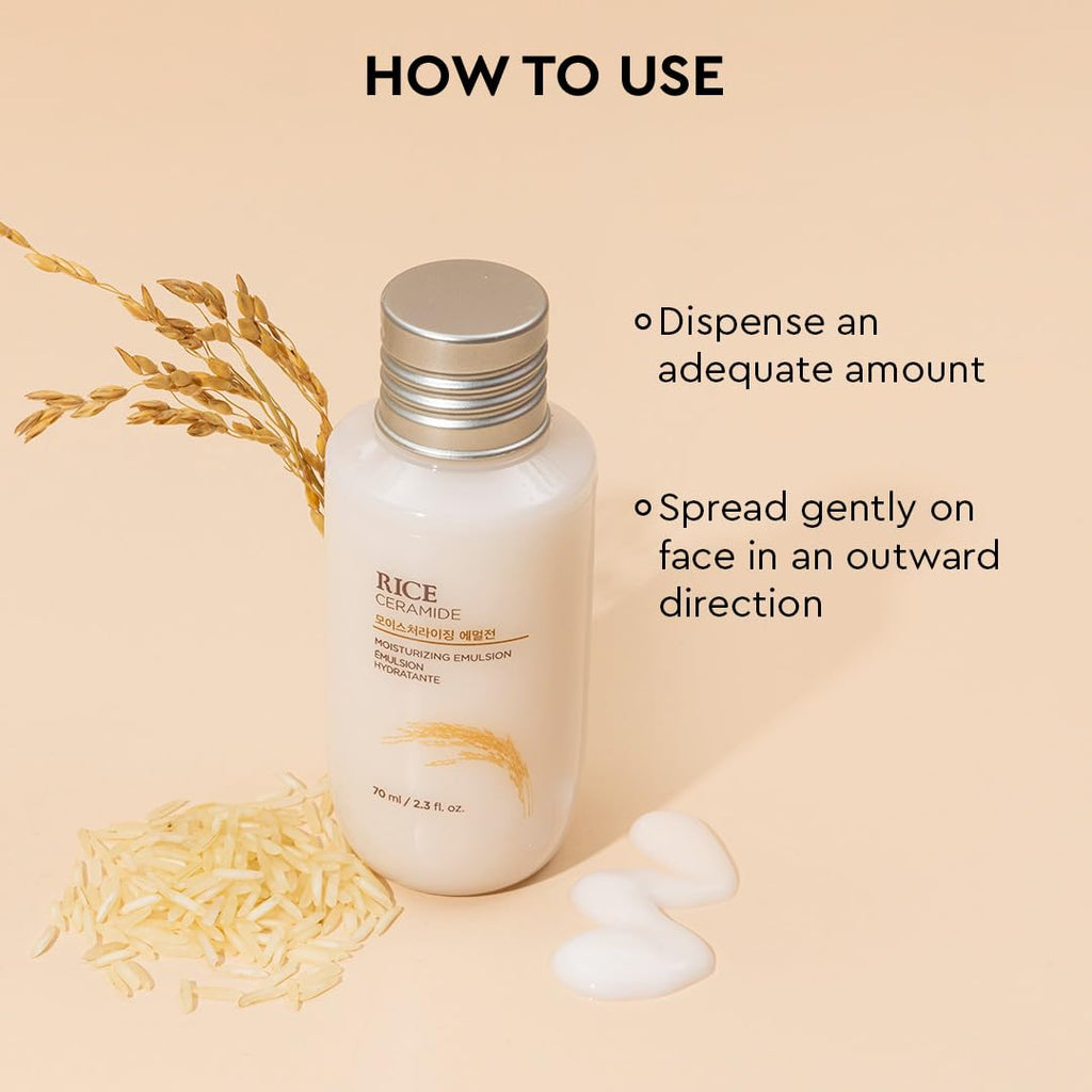 The Face Shop Rice & Ceramide Face Cream 70ml | Barrier Repair Moisturizer for Dry Skin, Intense Hydration & Strengthening | 12Hr Moisture Lock | Korean Skincare