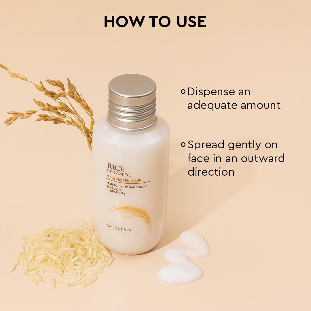 The Face Shop Rice & Ceramide Face Cream 70ml | Barrier Repair Moisturizer for Dry Skin, Intense Hydration & Strengthening | 12Hr Moisture Lock | Korean Skincare