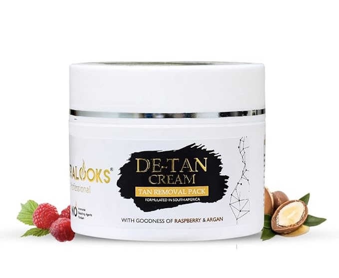 Keralooks De-Tan Cream Tan Removal Pack with Raspberry and Argon Oil - 200 gms