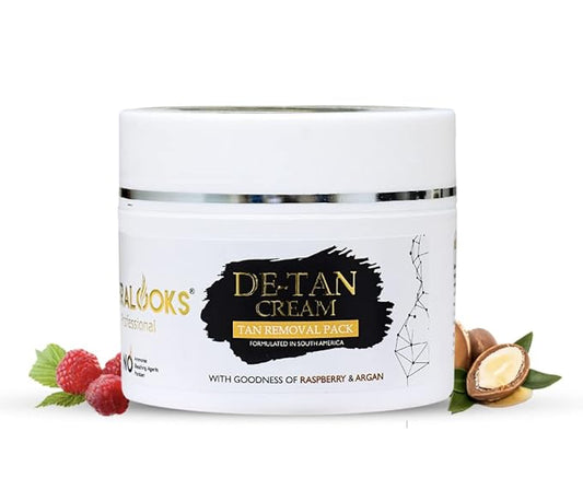Keralooks De-Tan Cream Tan Removal Pack with Raspberry and Argon Oil - 200 gms