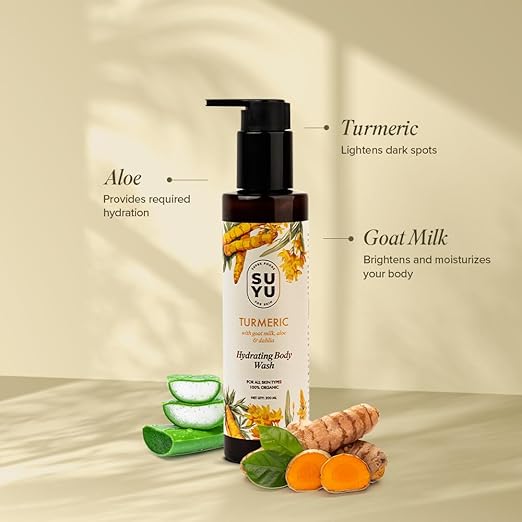 Suyu Turmeric Hydrating Body Wash Shower Gel for Men and Women - 200 ml