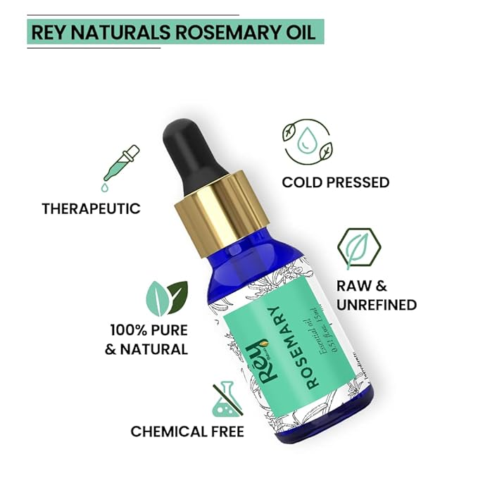 Rey Naturals Rosemary Oil For Hair Growth Essential Oil - 15 ml (Pack of 2)