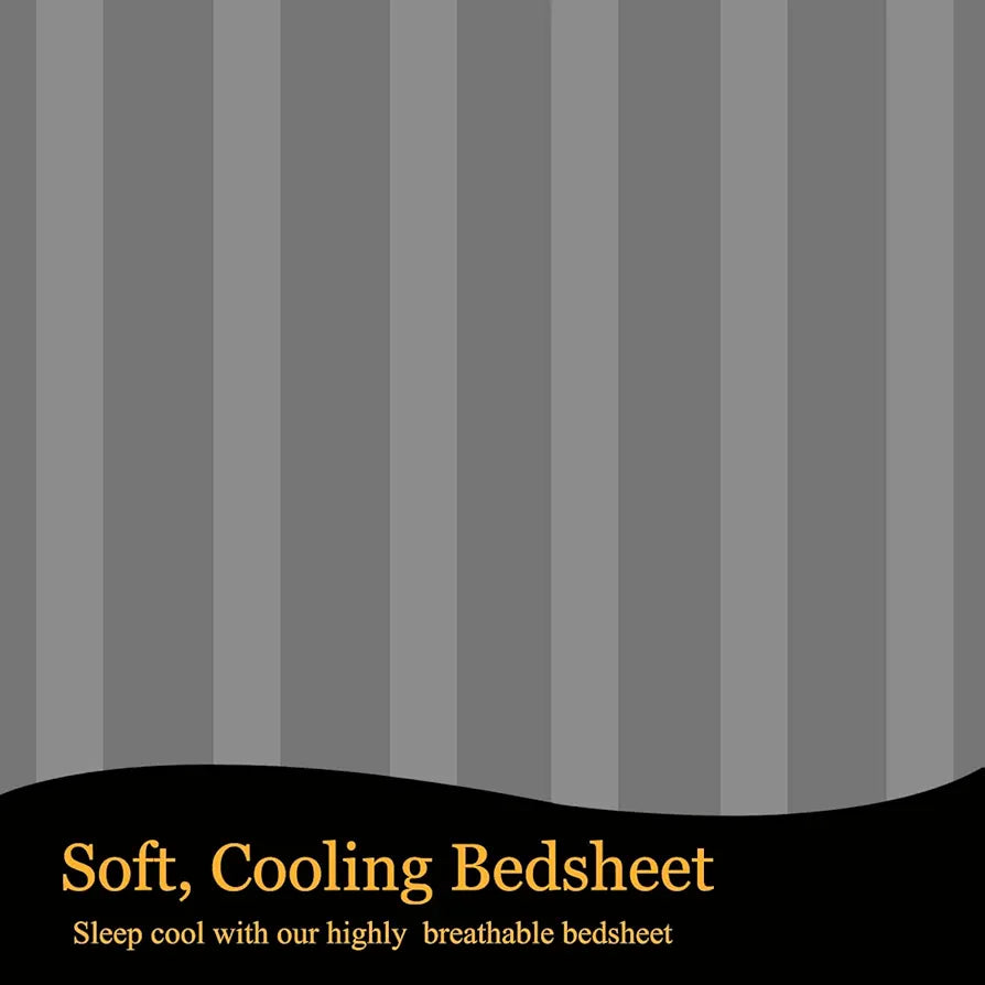 Fresh From Loom Soft Skin Safe Breathable Single Size Flat Bedsheets Hotel & Home Plain Bedsheet Set with 1 Pillow Covers 144 TC Grey