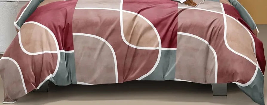 The Home Style 400 TC Cotton Feel Glace Cotton Elastic Fitted All Around Printed Queen Size Double Bed Bedsheet wih 2 Pillow Cover Dusty Rose