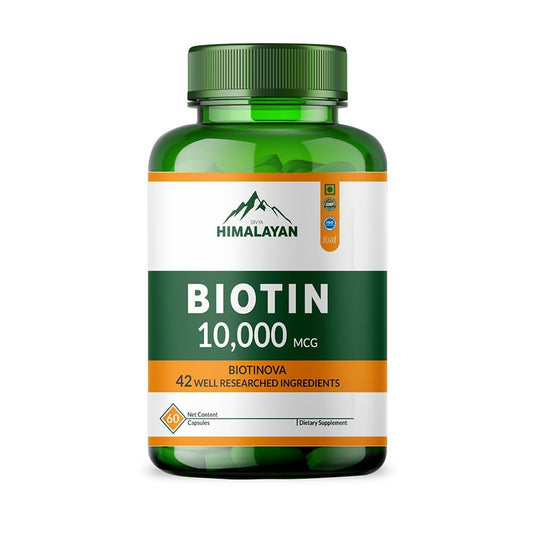 Divya Himalayan Biotin 10,000 MCG | Hair, Skin & Nail Support | 60 Vegan Capsules | High Potency | Non-GMO, Gluten-Free