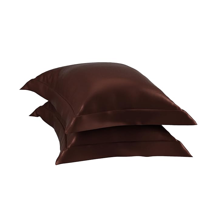 Stoa Paris Pillow Covers, Set of 2 Pieces Satin Pillow Covers Colour Chocolate