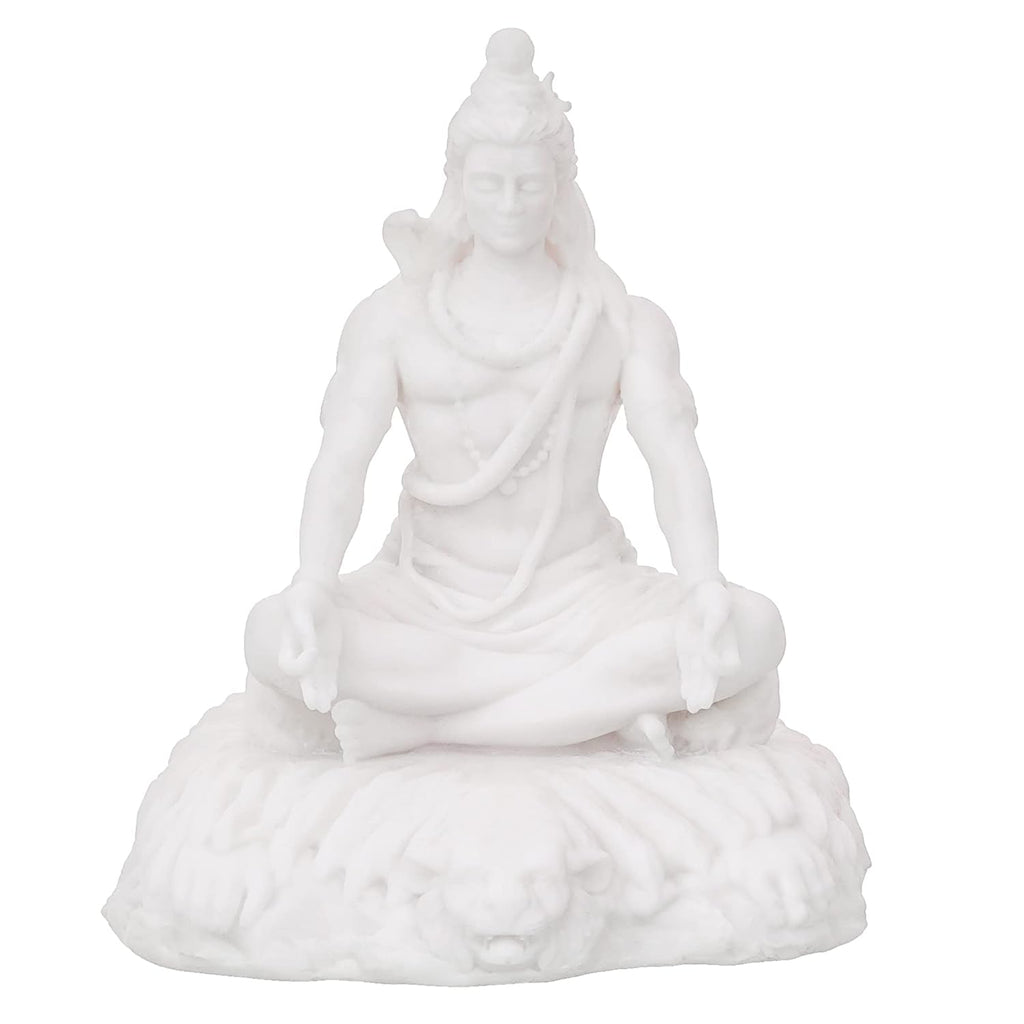 Ecraftindia White Polyresin Lord Shiva Sitting Statue
