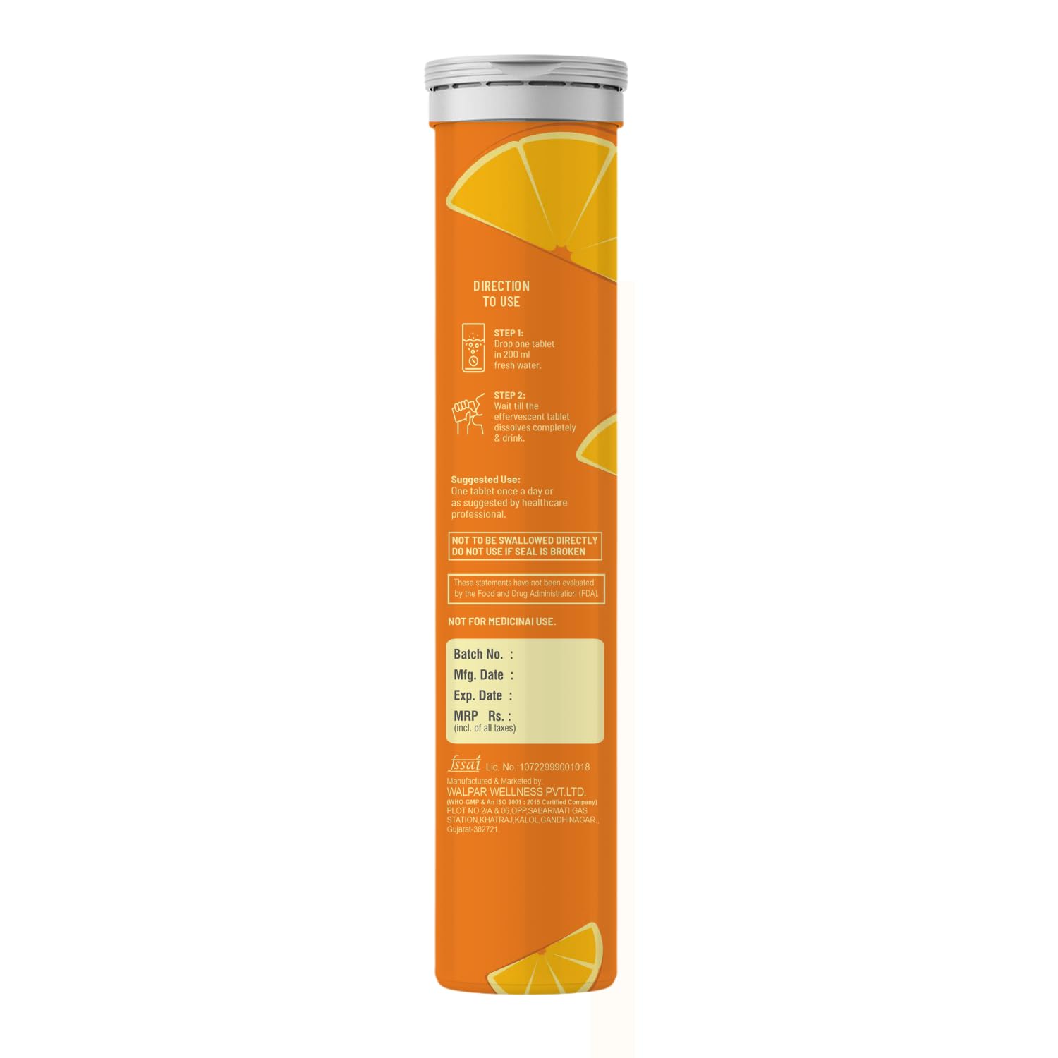 The Vitamin Factory Glutathione Tablets with Vitamin C, E & Hyaluronic Acid | 500mg L-Glutathione for Skin Glow, Hydration & Youthful Skin | Orange Flavor, 15 Tablets (Pack of 1)