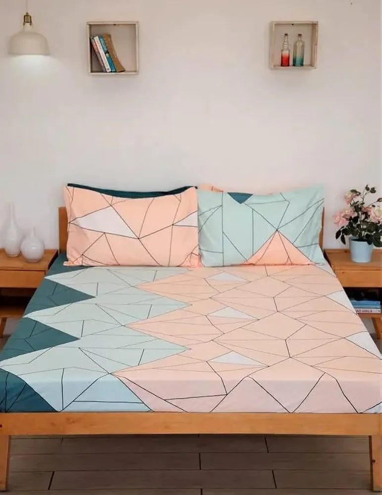 Starnstyle Polycotton 220 Tc Floral Printed King Size Double Bedsheet with 2 Pillow Covers Lisone