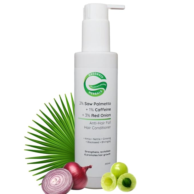 Greenviv 2% Saw Palmetto + 1% Caffeine + 3% Red Onion Anti-Hair Fall Conditioner - 200 ml