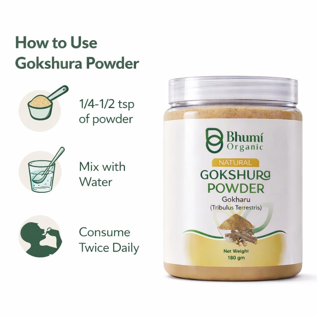 Gokshura (Tribulus Terrestris) Powder, 180g, Natural Herbal Supplement, GMO-Free