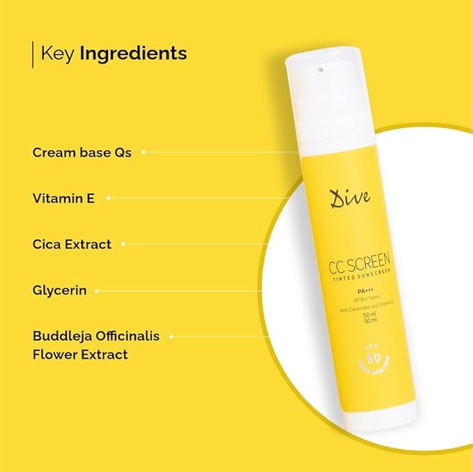Dive Cc Screen Tinted Sunscreen Spf 50 Pa+++ - 50 ml
