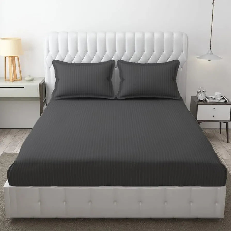 Fresh From Loom Soft Skin Safe Breathable King Size Flat Bedsheets Double Bedsheet Set With 2 Pillow Covers 144 Tc Grey