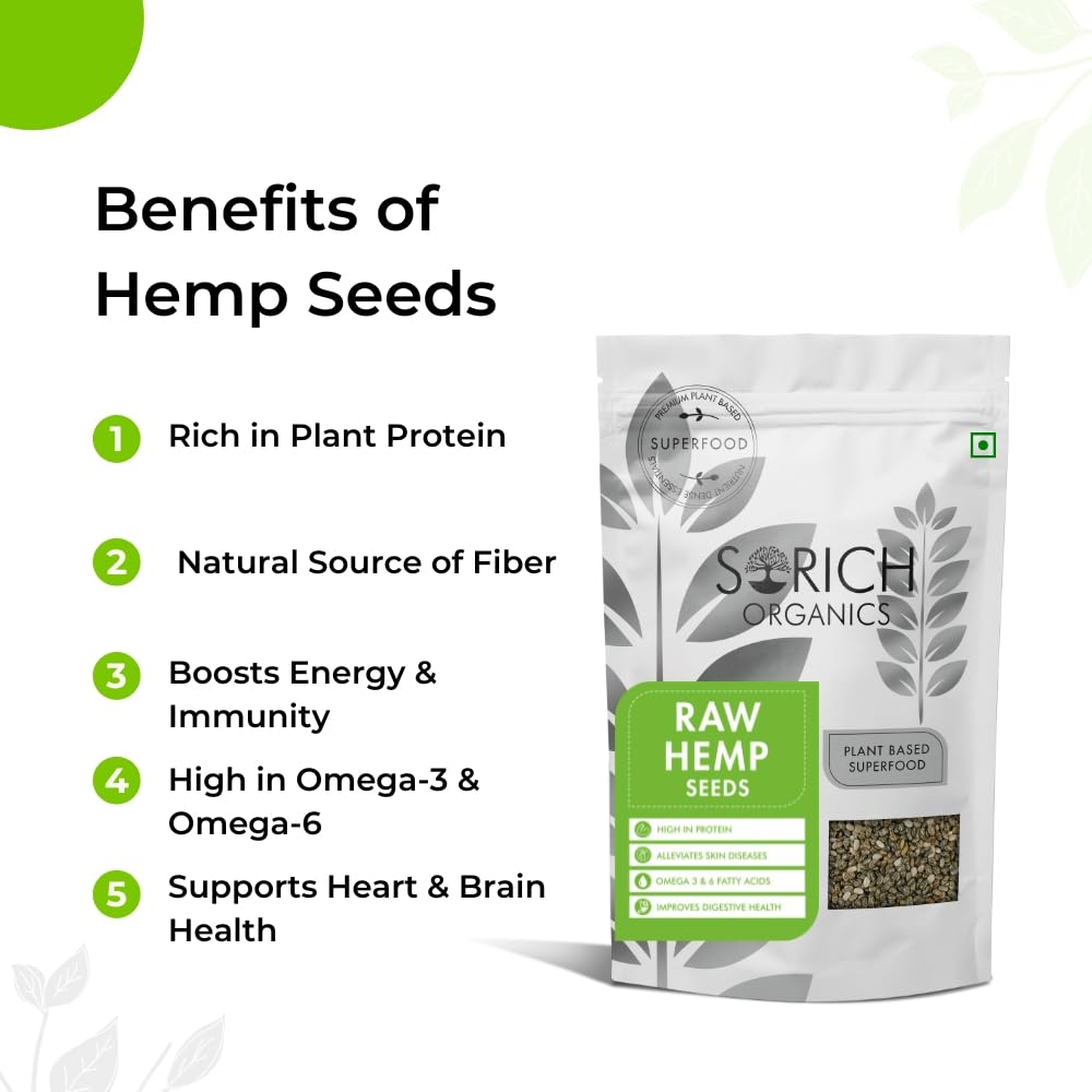 Sorich Organics Hemp Hearts Seed 200g – Raw, Shelled Hemp Seeds | High Protein, Omega 3 & 6 | Keto, Vegan, Gluten-Free Superfood, Great for Smoothies & Salads.