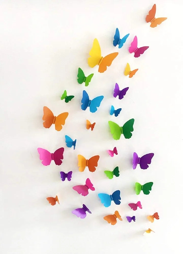 Jaamso Royals Multicolour 3d Butterfly Stickers Butterflies for Wall Decoration 29.5CM X 21CM Set of 2