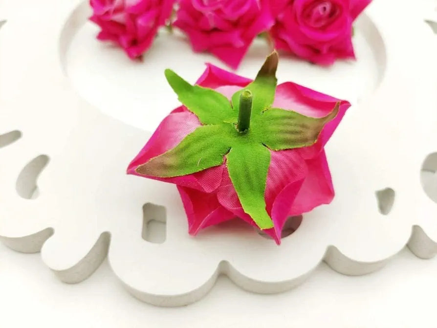 12 Pcs Artificial Velvet Rose Flowers Fake Floral Decoration Pink