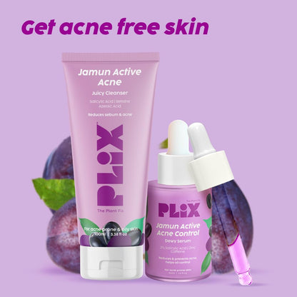 PLIX  Jamun Face Wash and Active Acne Serum Combo(100ML + 30ML)