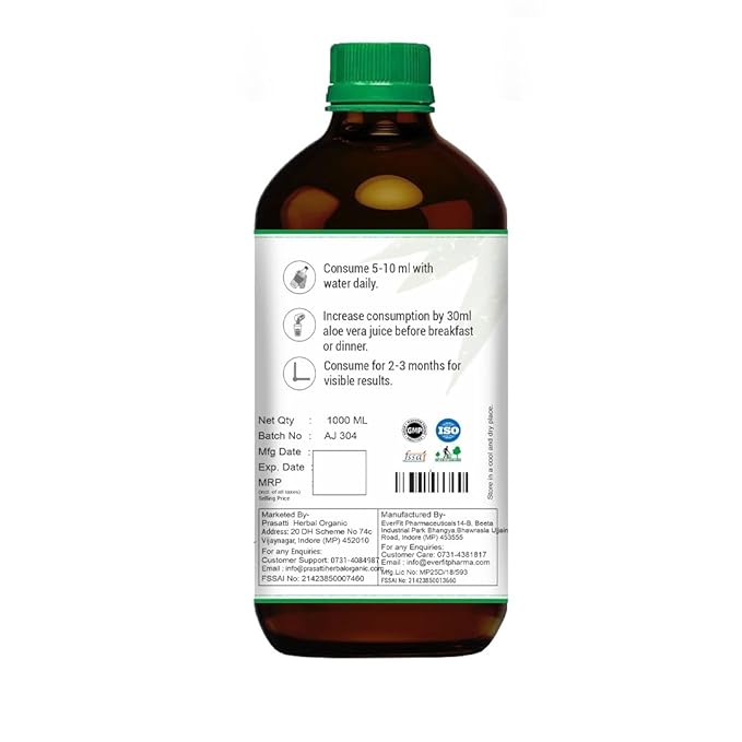 Prasatti Herbal Organic Aloe Vera Juice - 1000 Ml