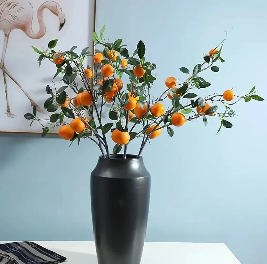 Artificial Fake Plant Flowers Artificial Orange Stems Pack of 6