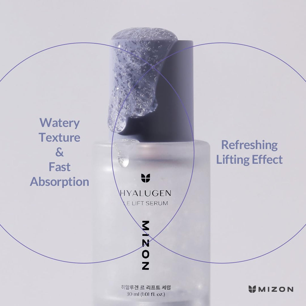 MIZON Hyalugen Le Lift Serum with Hyaluronic Acid and Marine Collagen for Fine Lines Total Face Care Youthful Skin Refreshing Lifting Korean Skincare - 30 ml