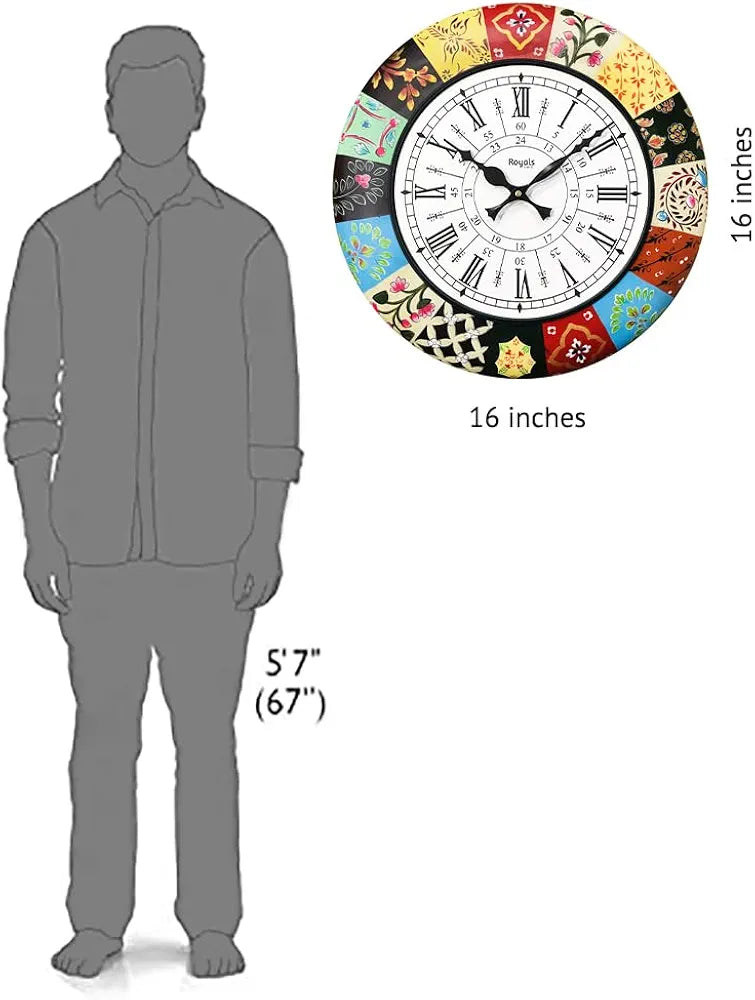 RoyalsCart Analog Wooden Wall Clock Clock Size - 16 x 16 inches [KTWC186D] Elegant Designer Painting