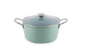 Salford Forged Ceramic Casserole With Glass Lid & Tubular Ss Handle | Induction & Gas Ready | Green | 240mm | 4.4 Litre