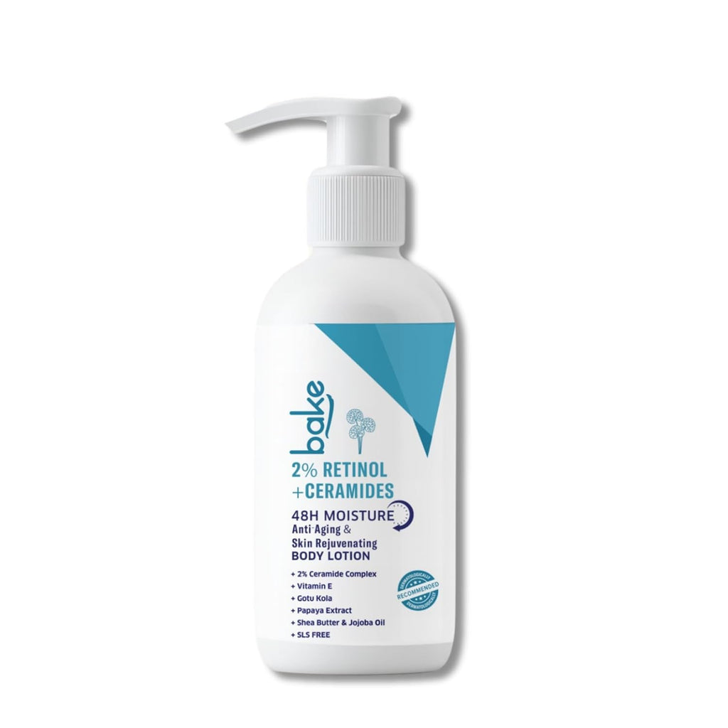 BAKE 2% Retinol + Ceramide Body Lotion for Dry, Aging Skin | Reduce Fine Lines & Wrinkles, Skin Tightening & Boosts Collagen Production | For Women & Men | 200ml