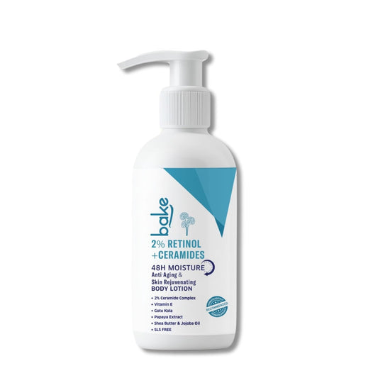 BAKE 2% Retinol + Ceramide Body Lotion for Dry, Aging Skin | Reduce Fine Lines & Wrinkles, Skin Tightening & Boosts Collagen Production | For Women & Men | 200ml