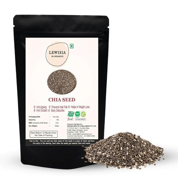 Lewisia In Organics Chia Seeds Premium Nutrient-rich - 180 gms
