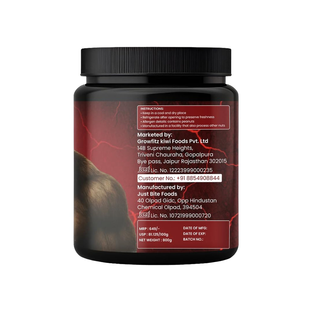 Growfitz ULTRA HIGH PROTEIN Peanut Butter 800g | Smooth & Unsweetened | 40g Protein in Serving | High Fiber | No Added Sugar | 100% Roasted Peanuts