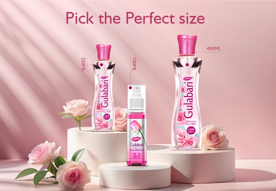Dabur Gulabari Premium Rose Water/Face Toner | No Paraben | Alcohol Free | Cleanses, Hydrates & Moisturises Skin | Balances & Restores Skin's pH Levels | For All Skin Types