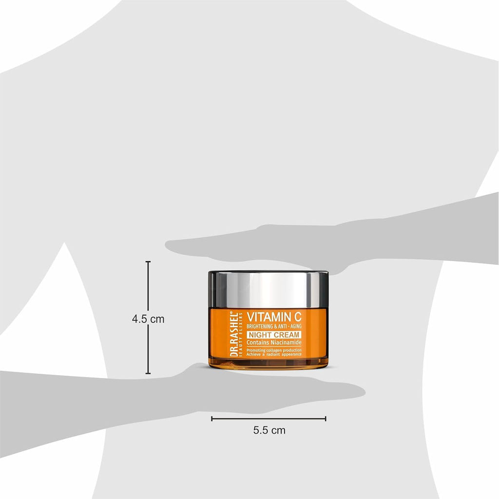 DR.RASHEL Vitamin C Night Cream Enriched with a Powerful Combination of Vitamin C & Collagen (50gm) | Fight Against Fine lines & Wrinkles | Helps Revitalizing & Nourishing the Skin | For Men & Women