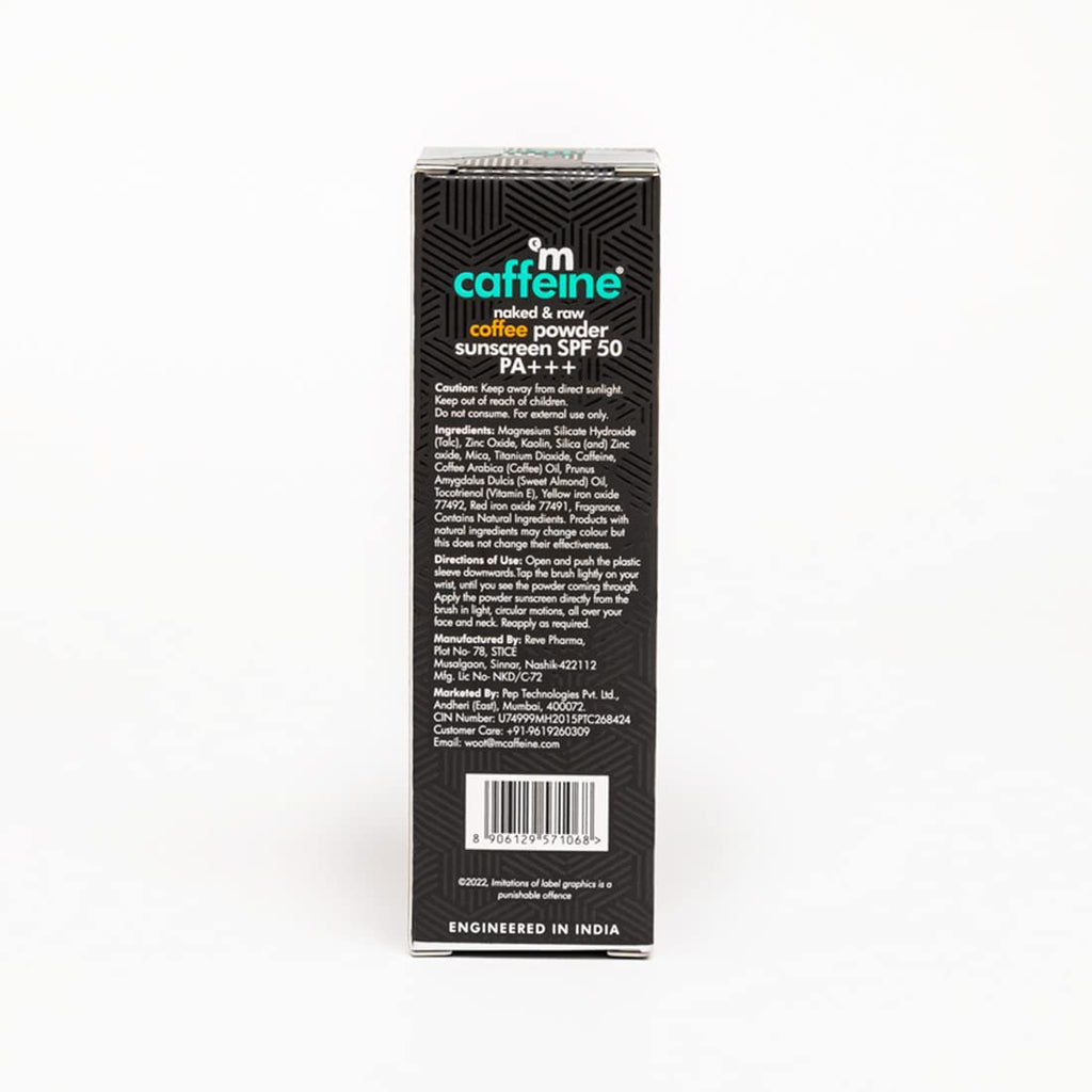 mCaffeine 100% Mineral Powder Sunscreen SPF 50 PA+++ for Oily Skin | Mattifying, Water Resistant & Zero White Cast | Travel Friendly & Easy to Apply