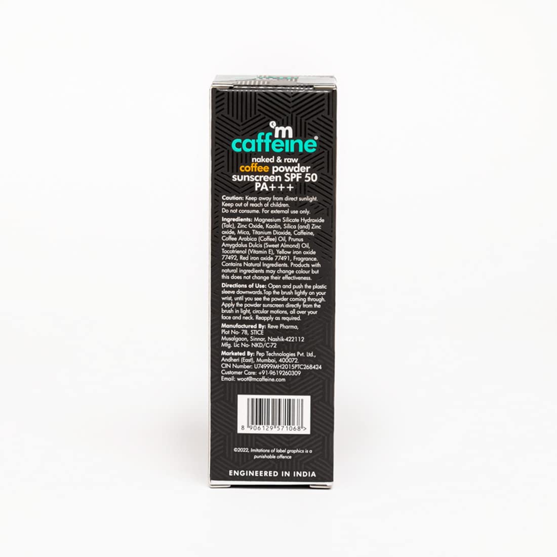 mCaffeine 100% Mineral Powder Sunscreen SPF 50 PA+++ for Oily Skin | Mattifying, Water Resistant & Zero White Cast | Travel Friendly & Easy to Apply