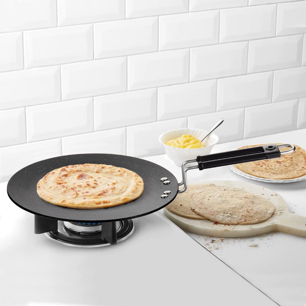 Borosil Granito Non-stick Dosa Tawa | Induction Friendly | Granite Finish | Pfoa-free | 31 Cm Diameter | Black