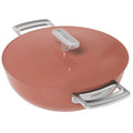 Ember Cookware Arcilla Ceramic Non Stick Kadai 24cm | Metallic Lid | Stainless Steel Handles | Capri Series | Terracotta