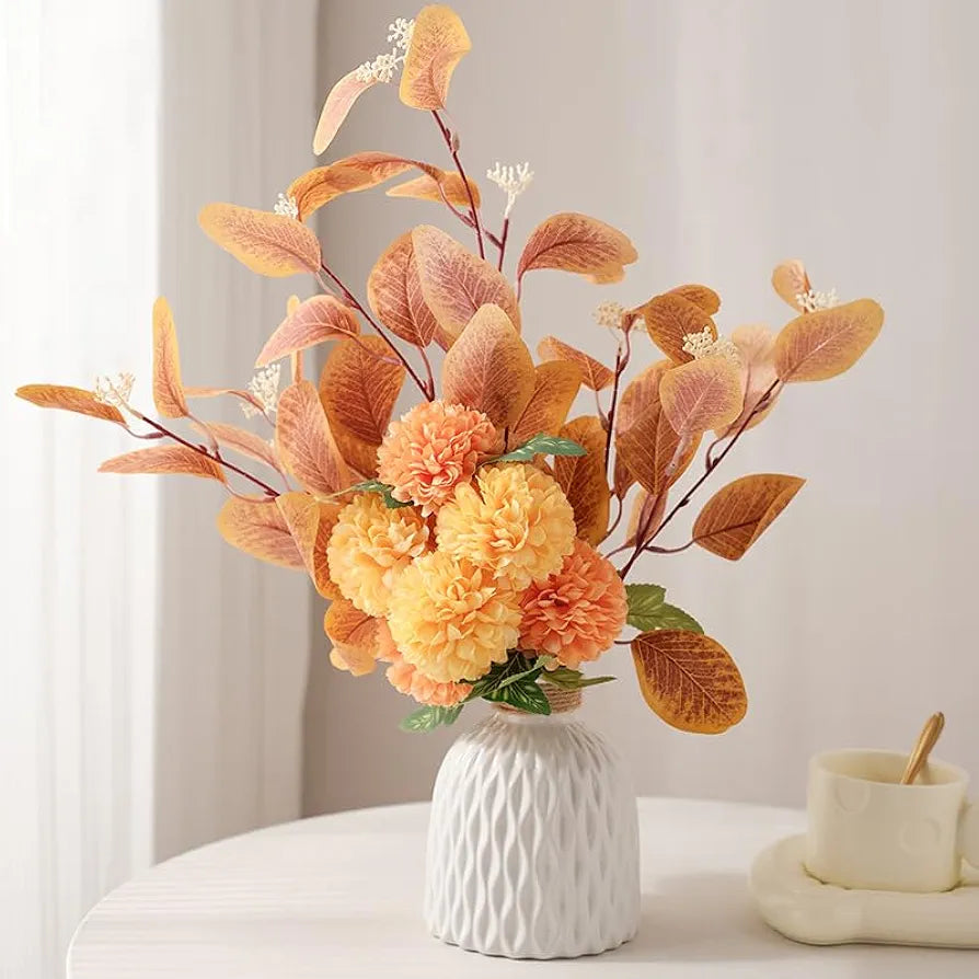 Ceramic Vase and Hand Made Artificial Flowers Bouquet Vase4 Yellow