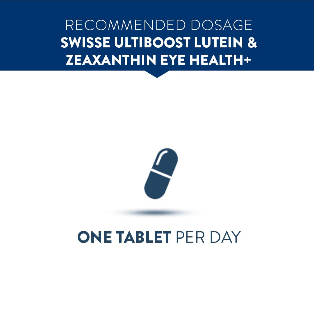 Swisse Eye Health+ with Lutein & Zeaxanthin for Healthy Vision Support, Reduces Digital Strain & Fatigue From High Screen Time - 30 Tablets