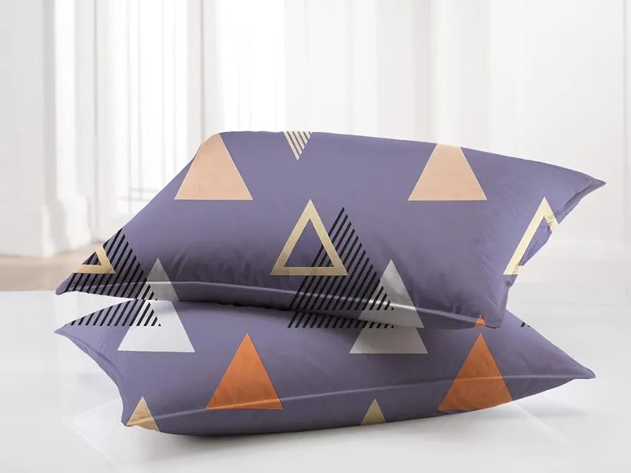 BSB Home Premium Double Bedsheet with 2 Pillow Covers 160 TC Supersoft Microfiber 3 Pcs Set Grey and Orange