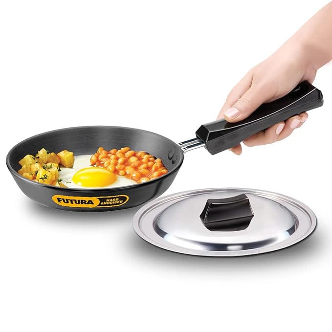 Hawkins Futura 17 cm Frying Pan Hard Anodised Fry Pan with Stainless Steel Lid