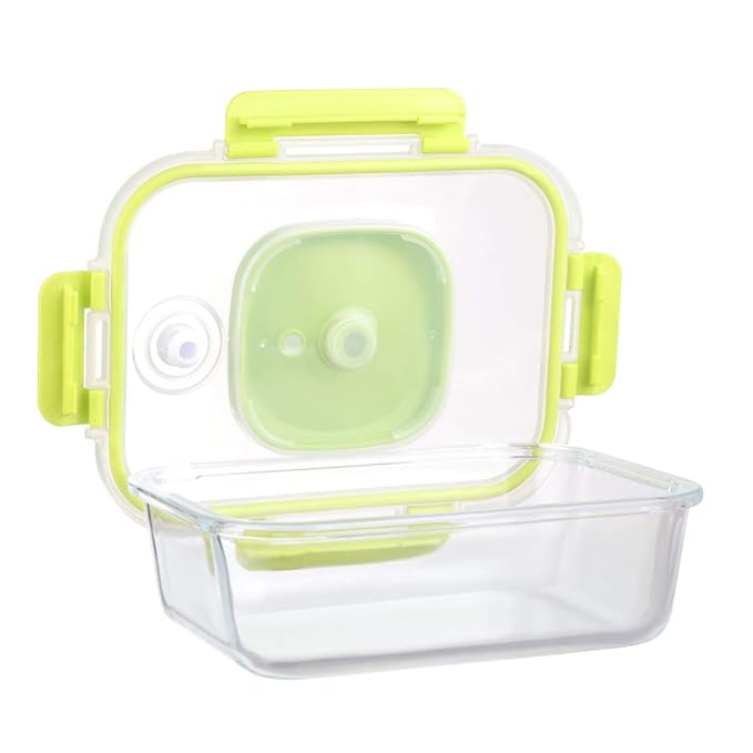 Femora Borosilicate Glass Rectangle Container With Vacuum Pump Lid | 1050 Ml