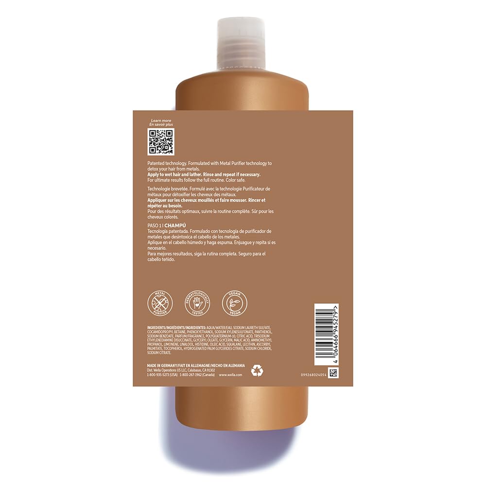 Wella Professionals Ultimate Smooth Shampoo with Squalane and Omega-9 for dry, dull, & frizzy hair | 1L