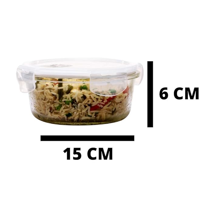 Femora Borosilicate Glass Containers for Kitchen | Storage Box for Kitchen With Air Vent Lid | Set of 2 | 580 Ml Each