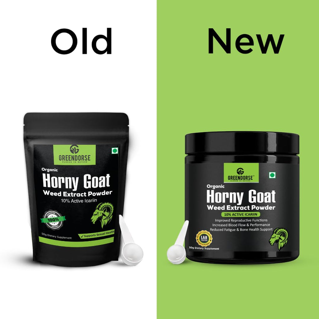 GREENDORSE Organic Horny Goat Weed Extract Powder |With 10% Active Icariins| 3 Months Supply | Supports Strength, Stamina, Performance & Energy, Vegan Friendly-50g